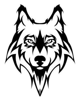 Sticker Schöne Wolf tattoo.Vector Wolf Kopf als Design-Element auf isolierte Hintergrund