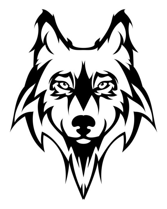 Sticker Schöne Wolf tattoo.Vector Wolf Kopf als Design-Element auf isolierte Hintergrund
