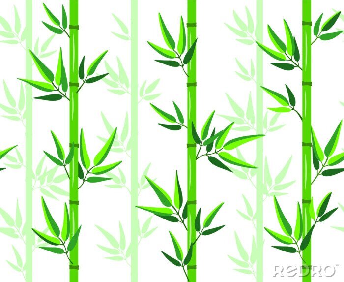 Sticker Schöner Bambus mit grünen Blättern