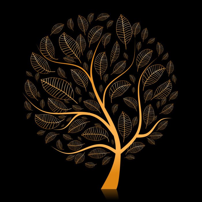 Sticker Schöner Baum auf schwarzem Hintergrund