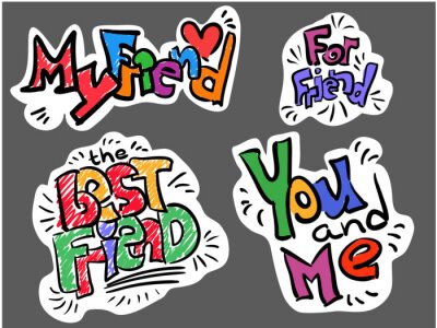 Sticker Schriftzug Handzeichnung Aufkleber Freund