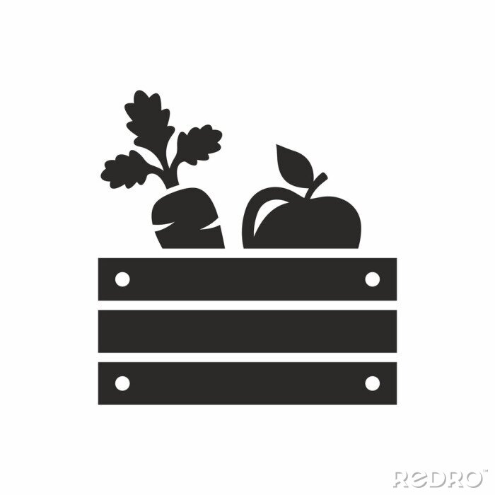 Sticker Schwarz-Weiß-Zeichnung Karotte und Apfel