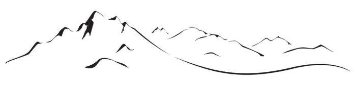 Sticker Schwarz-Weiß-Zeichnung minimalistische Berglandschaft