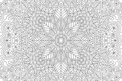 Sticker Schwarz-weiße Blumen Mandala-ähnliche Grafik