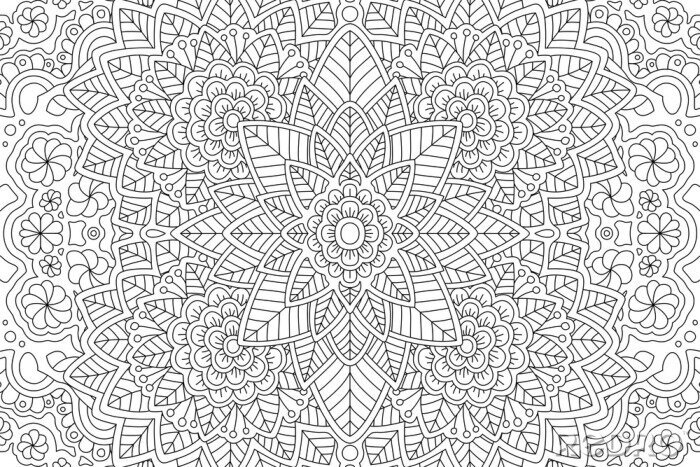 Sticker Schwarz-weiße Blumen Mandala-ähnliche Grafik
