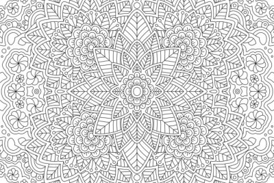 Sticker Schwarz-weiße Blumen Mandala-ähnliche Grafik