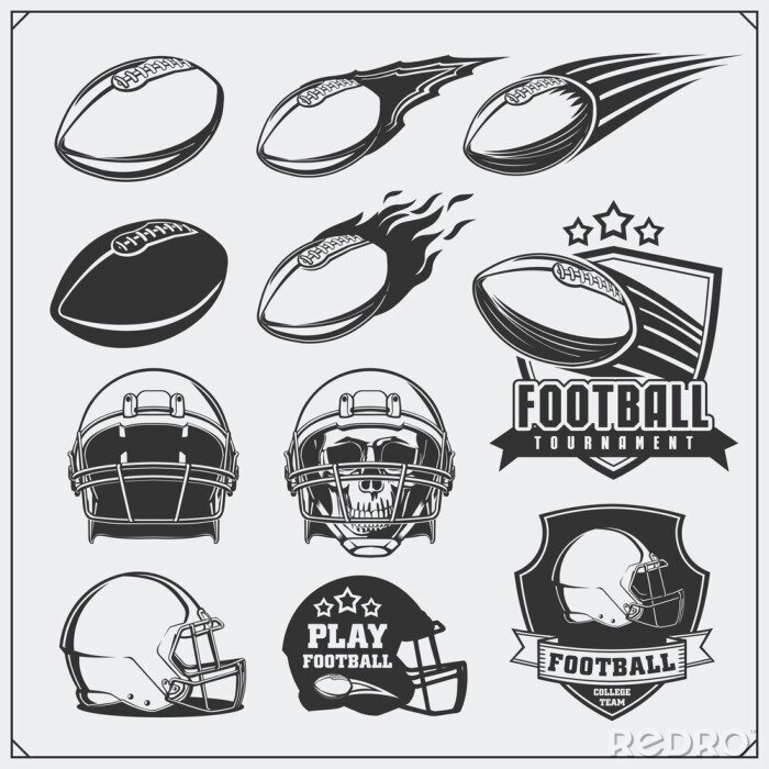 Sticker Schwarz-weiße Grafiken und vom Fußball inspirierte Logos