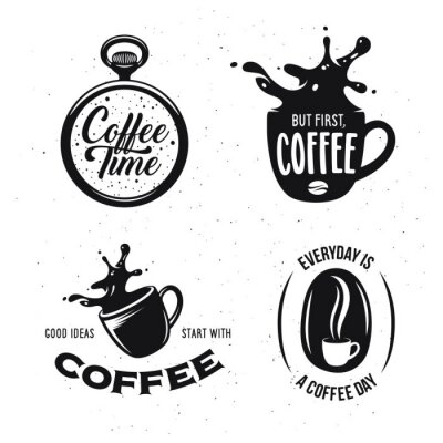 Sticker Schwarz-weiße Grafiken zum Thema Kaffee