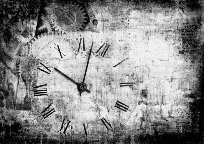 Sticker Schwarz-weiße Uhr