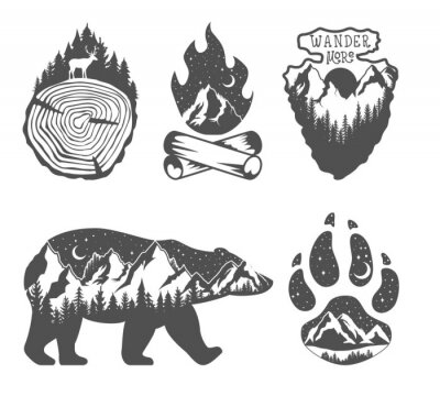 Sticker Schwarz-weiße, von der Tierwelt inspirierte Grafiken