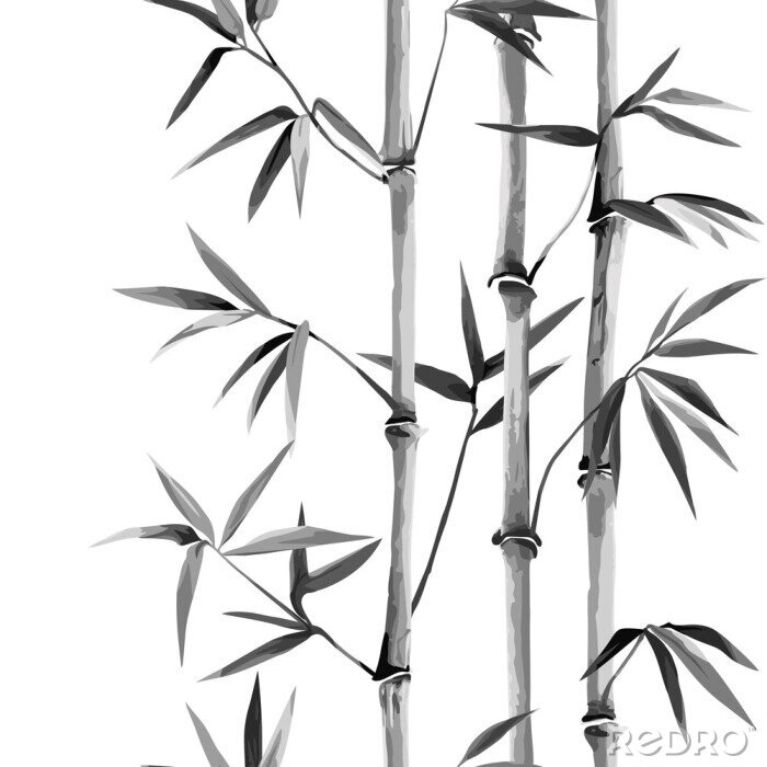 Sticker Schwarz-weißer Bambus