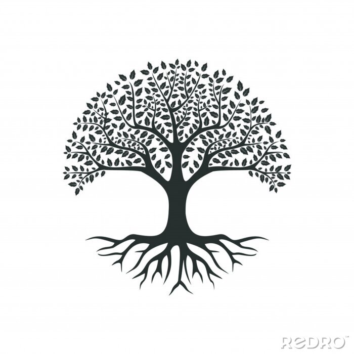 Sticker Schwarz-weißer Baum minimalistische Grafik