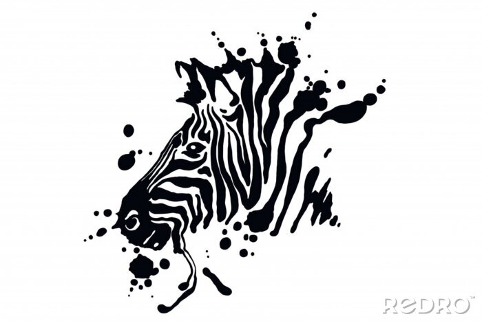 Sticker Schwarz-weißer Zebrakopf abstrakte Illustration