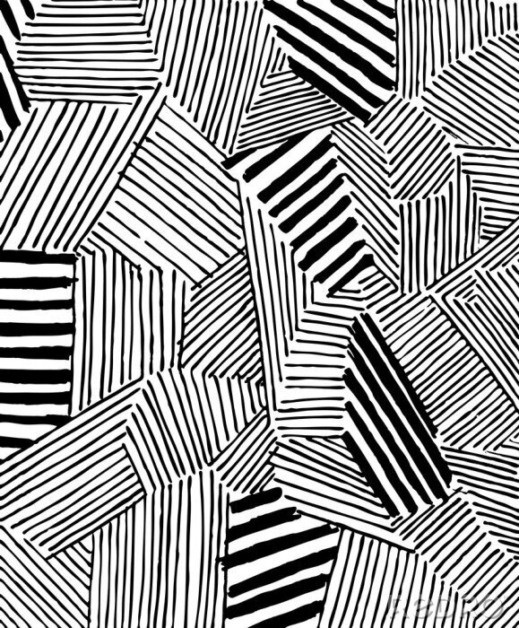 Sticker Schwarz-weißes abstraktes Muster im geometrischen Stil