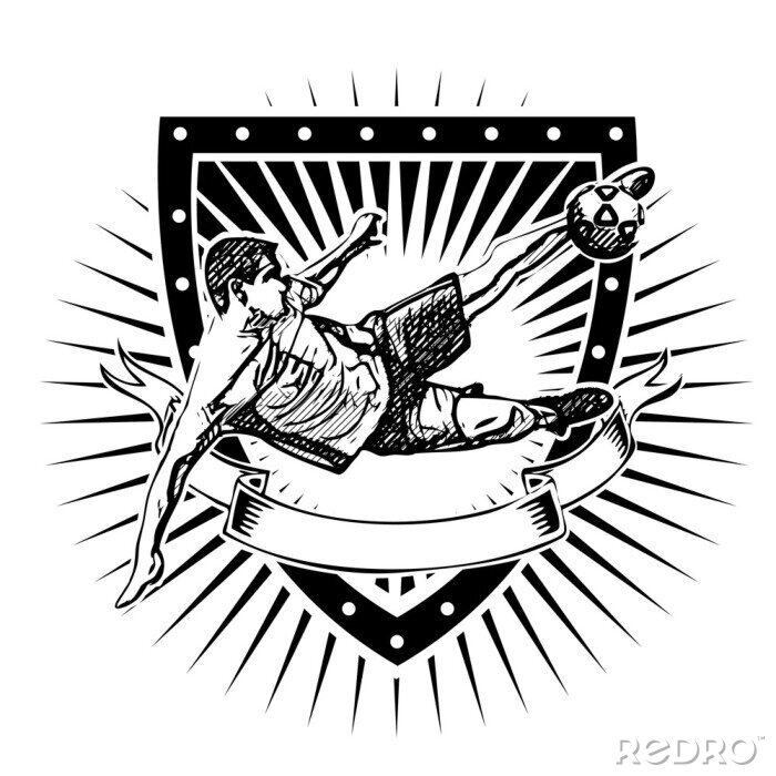 Sticker Schwarz-weißes Fußball-Wappen