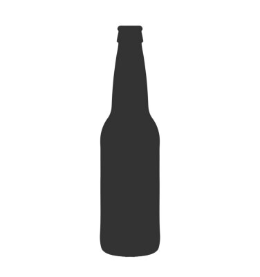 Sticker Schwarze Bierflasche auf weißem Hintergrund