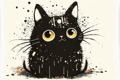 Sticker Schwarze Katze mit großen Augen
