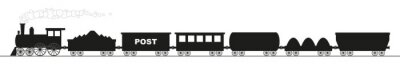 Sticker schwarze Silhouette einer Lokomotive mit sechs verschiedenen Wagen