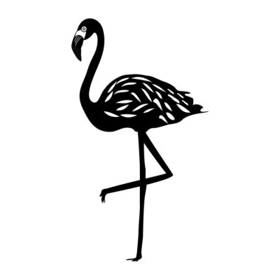 Sticker Schwarze Silhouette eines Flamingos
