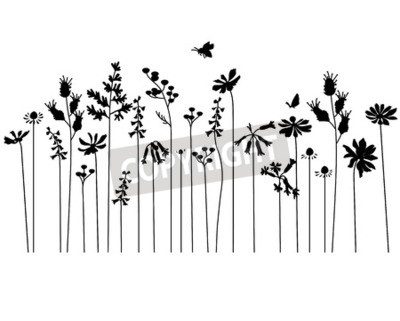 Sticker Schwarze Silhouetten von Blumen