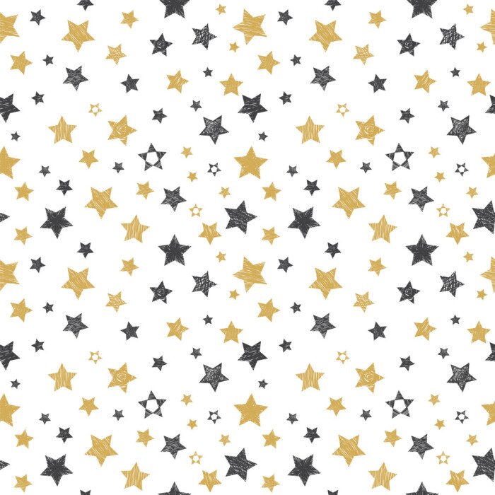 Sticker Schwarze und gelbe Sterne auf weißem Hintergrund