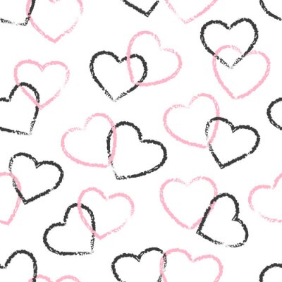 Tapete Schwarze und rosa Herzen