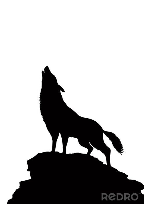 Sticker Schwarze Wolfsfigur auf weißem Hintergrund