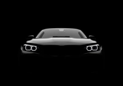 Sticker Schwarzes Auto in einer sehr dunklen Umgebung