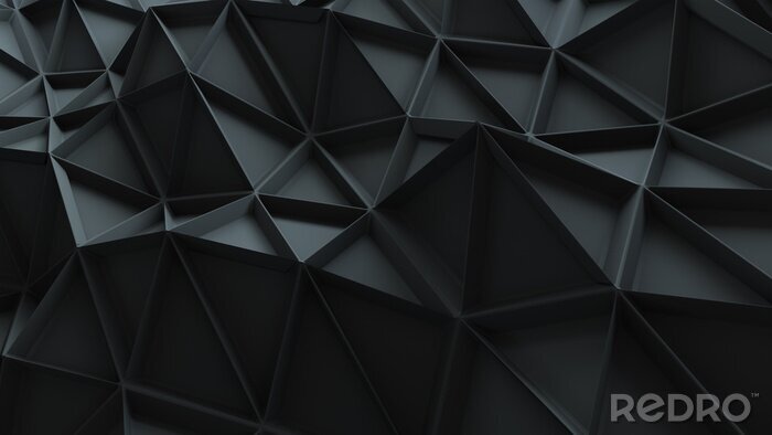 Sticker Schwarzes geometrisches 3D-Raster mit scharfen Dreiecken