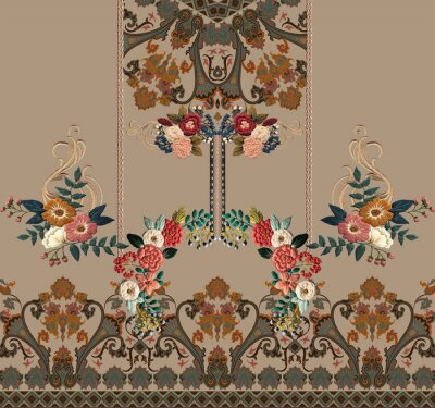 Sticker seamless floral pattern with birds