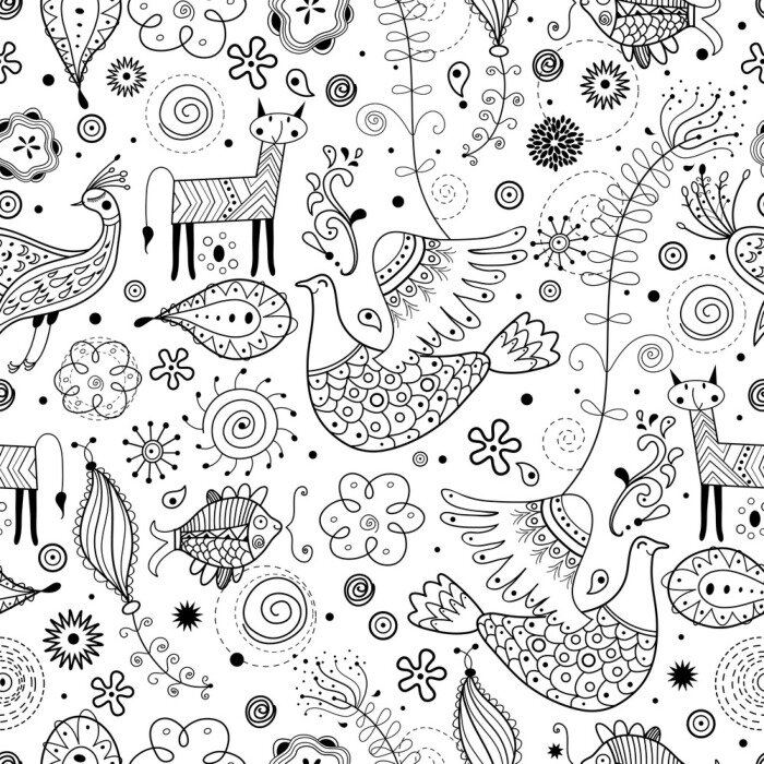 Sticker Seamless graphischen Muster Fabeltiere