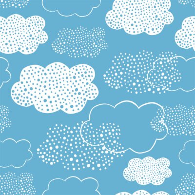 Seamless pattern of hand drawn doodle clouds