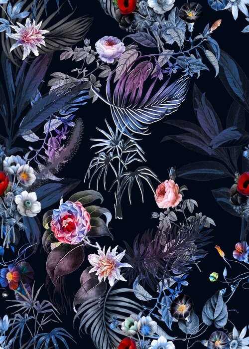 Sticker Seamless tropical flower pattern, watercolor.Flowers pattern. for textile, wallpaper, pattern fills, covers, surface, print, gift wrap, scarf, decoupage. Seamless pattern