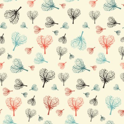 Sticker Seamless Vector FD-design Herz-geformte Bäume Hintergrund