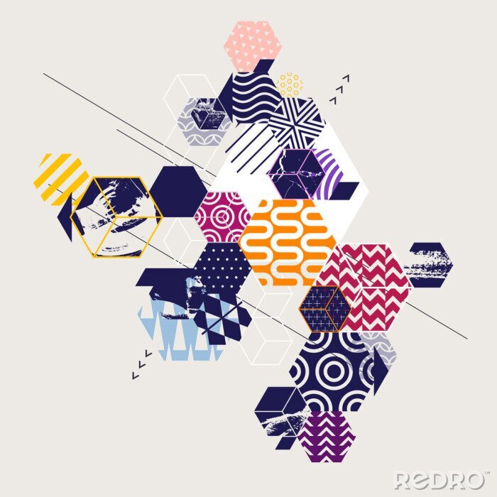 Sticker Sechsecke und Würfel