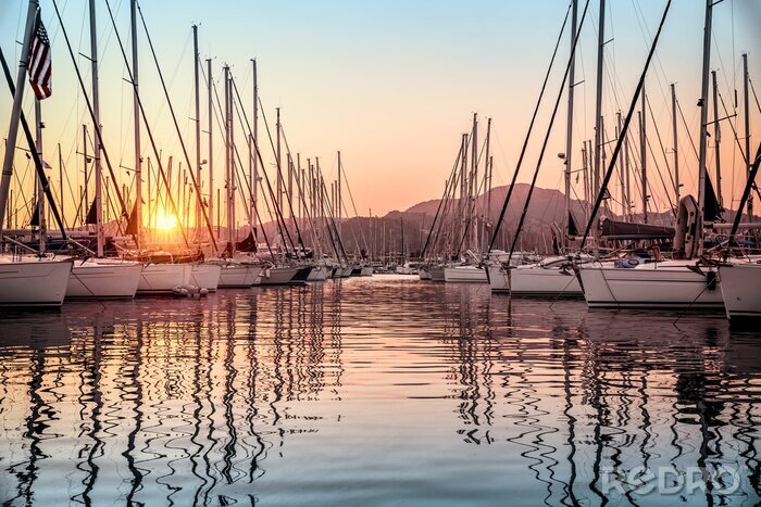 Sticker Segelboote im Dock