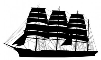 Sticker Segelschiff Silhouette Schiff