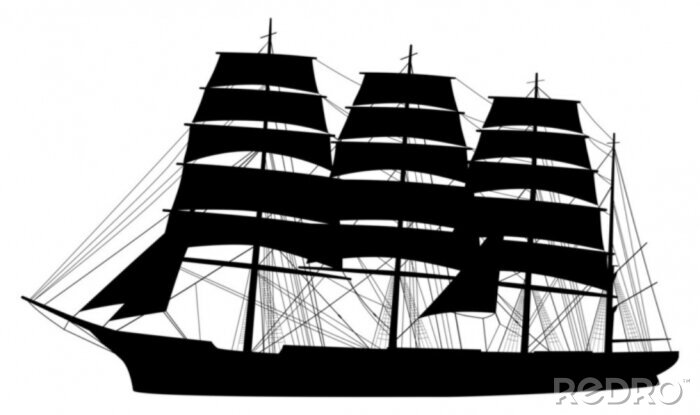 Sticker Segelschiff Silhouette Schiff