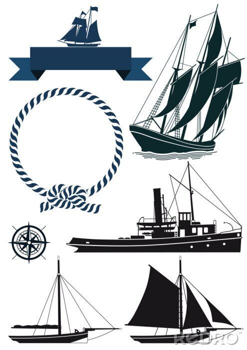Sticker Segelschiffe und Banner