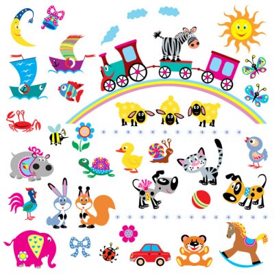 Sticker Set mit einfachen Bildern für Babys