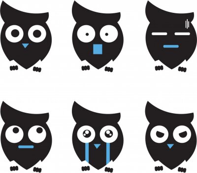 Sticker Set of Cute Owl Emoji Vector Illustration for Icon, Emoji, and Symbol. EPS 10 Editable Stroke