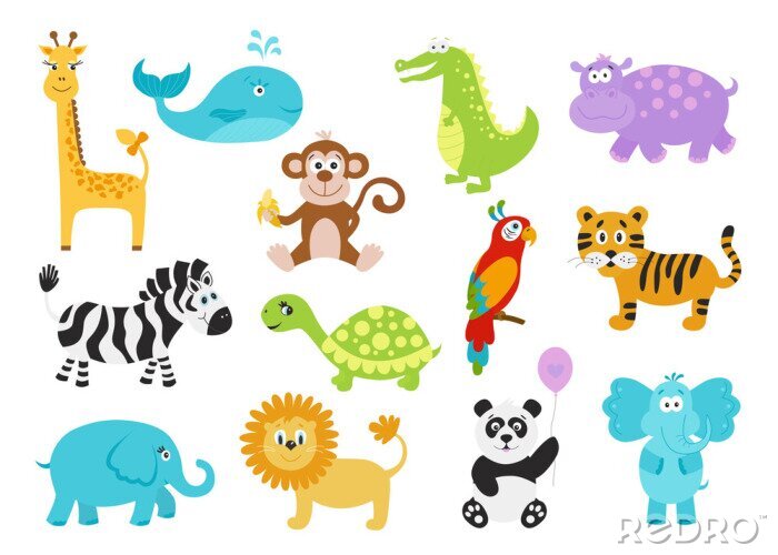 Sticker Set von niedlichen Cartoon-Tiere für Baby-Kleidung, Alphabet-Karten.