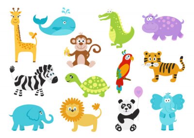 Sticker Set von niedlichen Cartoon-Tiere für Baby-Kleidung, Alphabet-Karten.