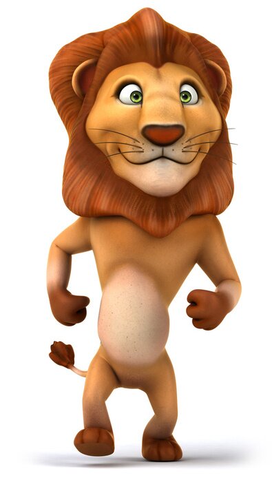 Sticker sich bewegender Löwe auf einem hellen Hintergrund