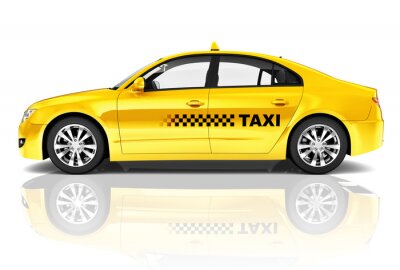 Sticker Side View Studio Schuss von gelben Limousine Taxi Auto