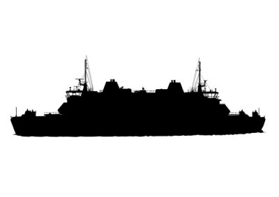 Sticker Silhouette der großen Schiff auf weißem Hintergrund