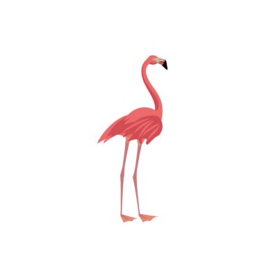 Sticker Silhouette eines Flamingos auf weißem Hintergrund