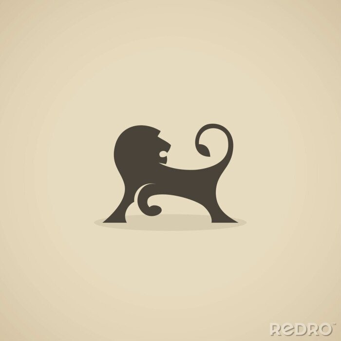 Sticker Silhouette eines Löwen mit erhobener Pfote