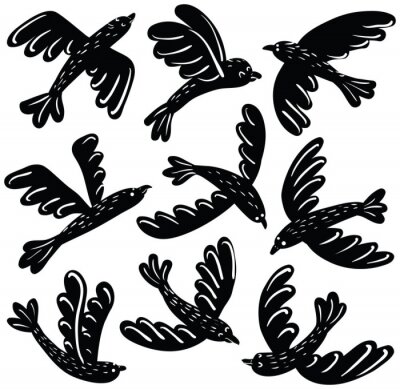 Sticker Silhouetten schwarze Vögel