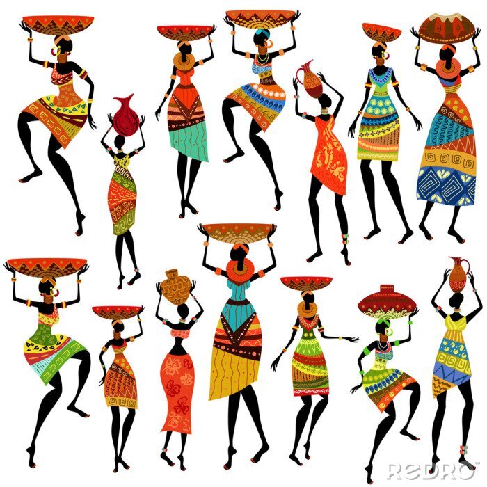 Sticker Silhouetten von schönen Frauen in Afrika